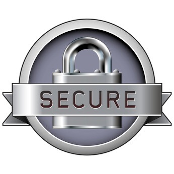 Secure badge with padlock in stainless steel vector